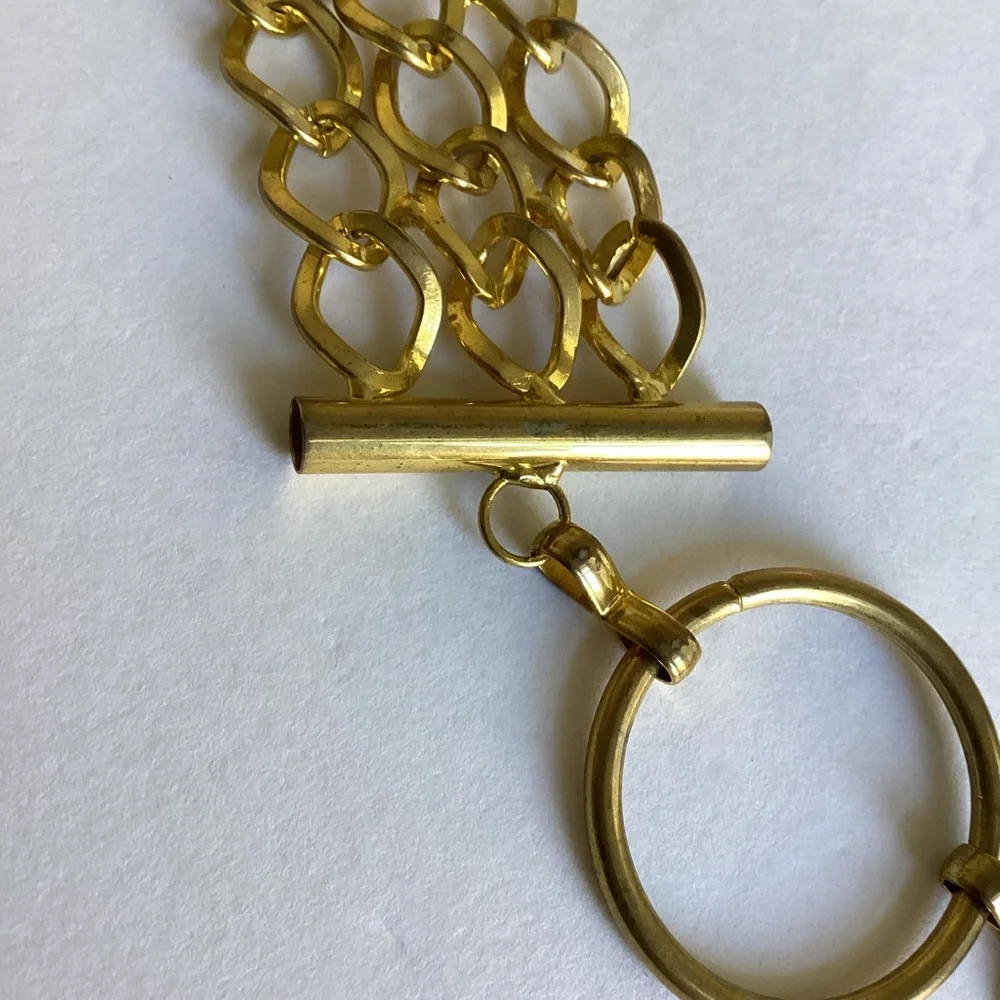 Gold Tone Multi-Chain Link Belt Toggle Closure Statement